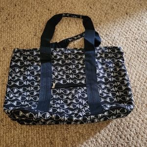 Navy Blue with Fishes Insulated Cooler Tote